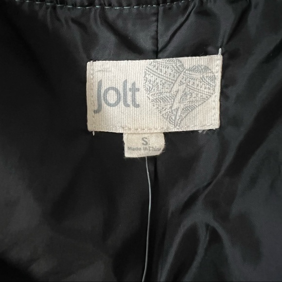 Jolt Emerald Green Drape Front Vegan Leather Jacket - Picture 6 of 7
